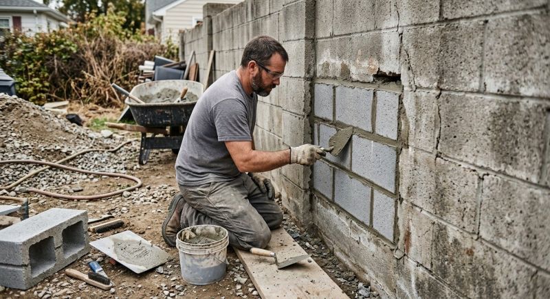 Cinder Block Wall Repair in West Fargo, ND