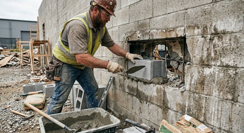 Cinder Block Wall Repair in West Fargo, ND