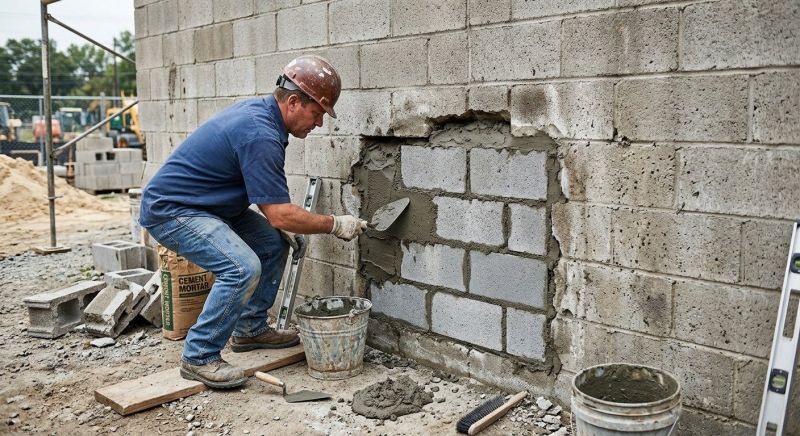 Cinder Block Wall Repair in Moorhead, MN