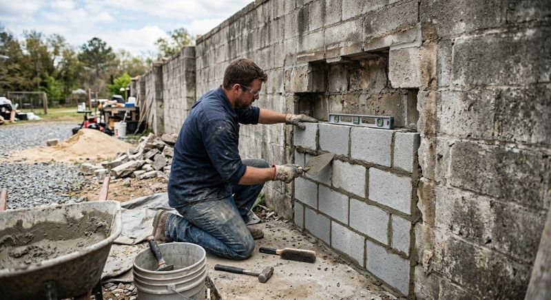Concrete Block Wall Repair in West Fargo, ND